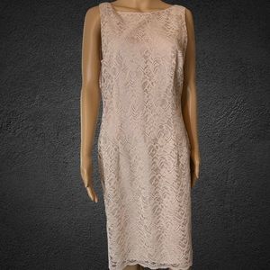 Maggy London|Womens|Shift dress|Size 12|Beige|Full Lace|Lined